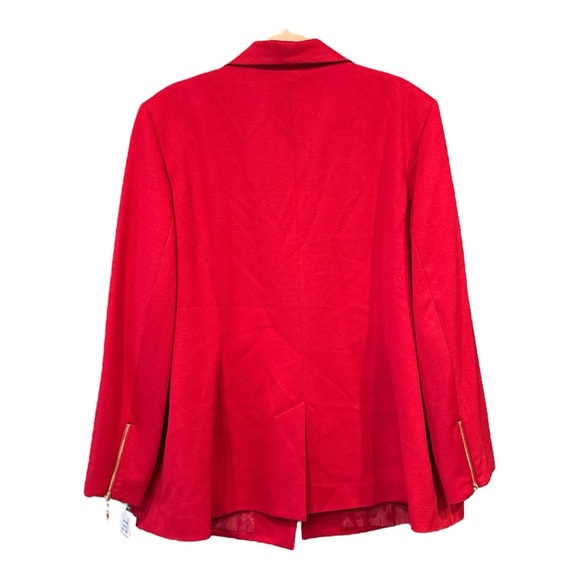 Kasper Red Blazer Fully Lined Silver Button & Zippers on Sleeve Size 18w Rack 1 - Picture 2 of 7